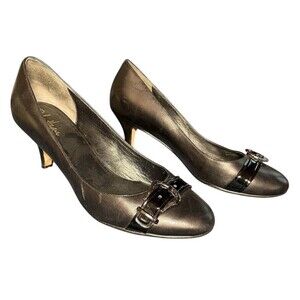 COLE HAAN Air Black Leather Pump‎ Heels Buckle Detail D33420 Size 10 B Office